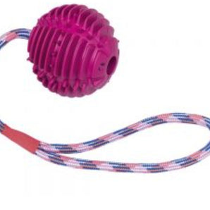 Nobby lilac rubber ball with string 7.5cm and string 30cm